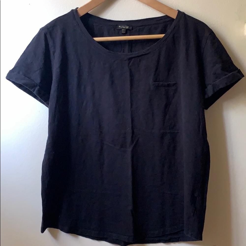 Massimo Dutti Plain Black Tee
